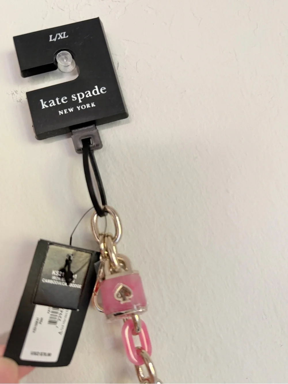 kate spade Lock & Spade Chain Link Belt Pink Acrylic + Gold, L/XL NWT